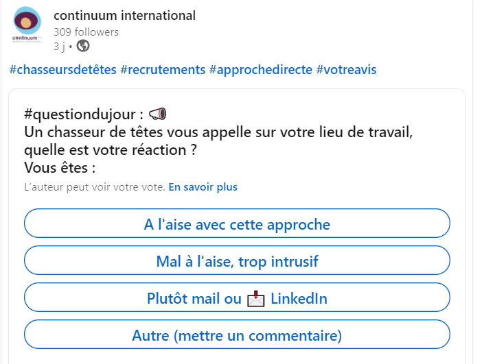 Sondage sur l&rsquo;approche directe.
