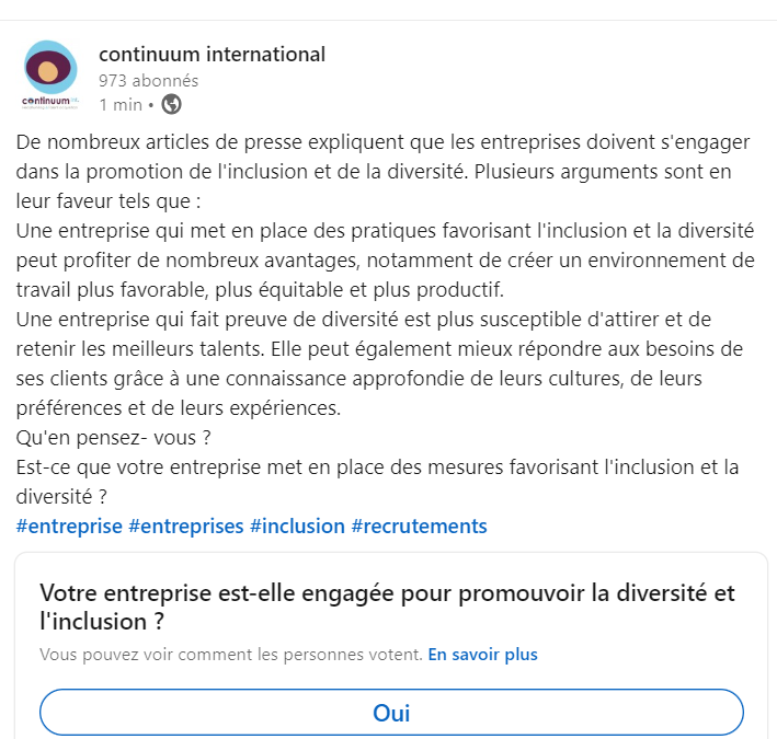 L&rsquo;inclusion et de la diversité en entreprise.